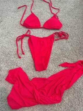YMI brand new red coral bikini set with Cover-Up skirt
